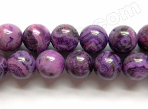 Dark Purple Brazilian Agate  -  Smooth Round Beads  16"