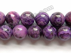 Dark Purple Brazilian Agate  -  Smooth Round Beads  16"