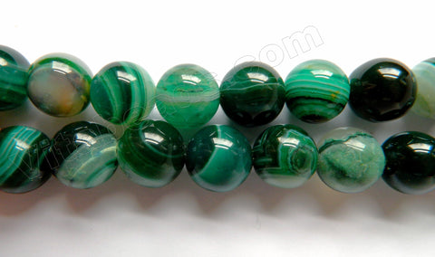 Dark Green Sardonix Agate  -  Big Smooth Round Beads  16"