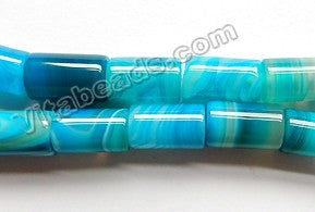 Aqua Blue Sardonix Agate A  -  Round Tubes  16"