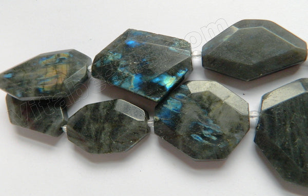 Dark Labradorite A  -  Big Irregular Faceted Flat  16"