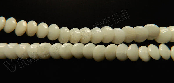 Cream White  Bamboo Coral   -  Lentil Puff Coin Beads  16"