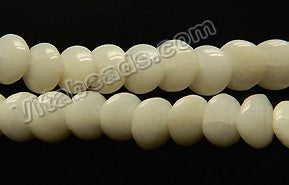 Cream White  Bamboo Coral   -  Lentil Puff Coin Beads  16"