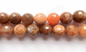 Red Moonstone Dark A  -  Faceted Round  16"