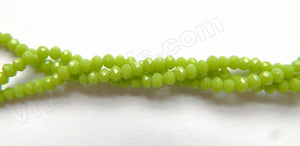 Bright Olive Quartz  -  Small Faceted Rondel  16"     3 x 2 mm