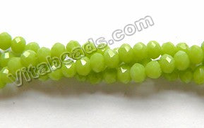 Bright Olive Quartz  -  Small Faceted Rondel  16"     3 x 2 mm