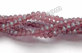 Frosted Red Fluorite Quartz  -  Faceted Rondel  16"      3 mm