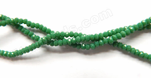 Dark Green Quartz  -  Small Faceted Rondel  16"     3 x 2 mm