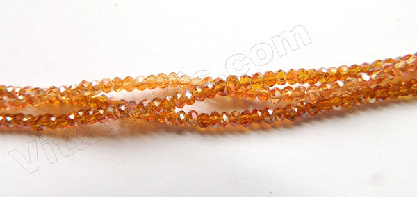 AB Coated Amber Crystal Quartz  -  Small Faceted Rondel  15"