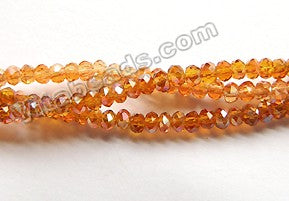 AB Coated Amber Crystal Quartz  -  Small Faceted Rondel  15"