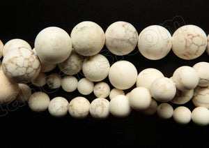 Frosted Ivory Crack Turquoise  -  Smooth Round Beads  16"