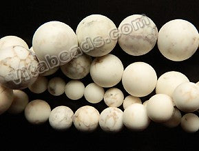 Frosted Ivory Crack Turquoise  -  Smooth Round Beads  16"