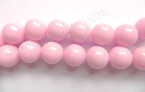Light Lavender Pink Jade Solid  -  Smooth Round Beads  16"