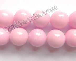 Light Lavender Pink Jade Solid  -  Big Smooth Round Beads  16"