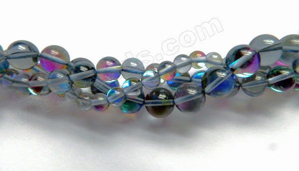 Half Plated Natural Crystal AA  - Blue Grey -  Smooth Round  16"