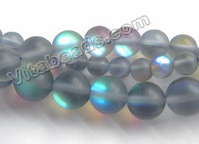 Half Plated Frosted Natural Crystal A -  Light Grey  -  Smooth Round  16"