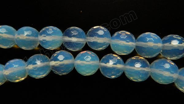 Synthetic White Opal  -  128 Cut Faceted Round   15"