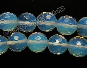 Synthetic White Opal  -  128 Cut Faceted Round   15"
