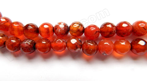 Red Black Fire Agate  -  Faceted Round Beads  14"