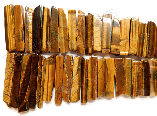 Tiger Eye AA  -  Graduated Top-drilled Long Rectangle Slabs  16"  8 x 20 - 60 mm