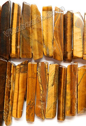 Tiger Eye AA  -  Graduated Top-drilled Long Rectangle Slabs  16"  8 x 20 - 60 mm