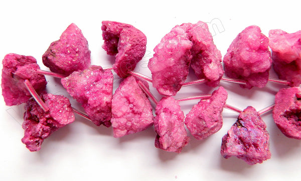 Dark Fuchsia Druzy Crystal  -  Top Drilled Free From Rough  16"    Approximate 20 x 15 x 25 mm