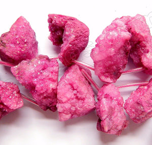 Dark Fuchsia Druzy Crystal  -  Top Drilled Free From Rough  16"    Approximate 20 x 15 x 25 mm