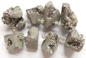 Silvery Druzy Crystal  -  Top Drilled Free From Rough 5"