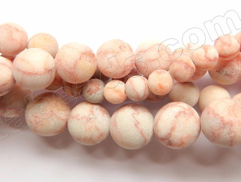 Frosted Pink Picasso Jasper  -  Smooth Round Beads  16"