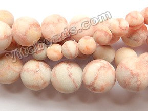 Frosted Pink Picasso Jasper  -  Smooth Round Beads  16"