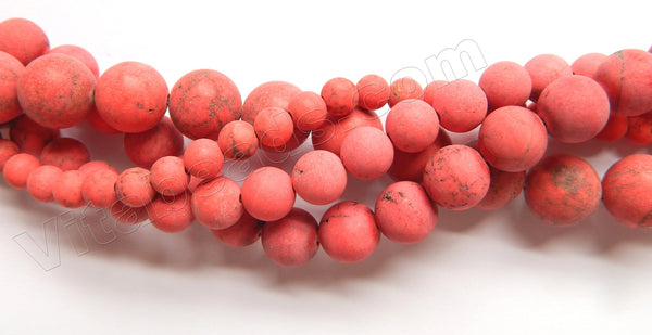 Frosted Red Turquoise  -  Smooth Round Beads  16"