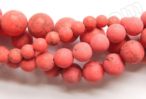 Frosted Red Turquoise  -  Smooth Round Beads  16"