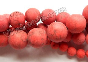 Frosted Red Turquoise  -  Smooth Round Beads  16"