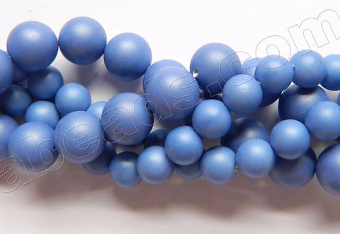 Matte Sapphire Shell Pearl  -  Smooth Round Beads 16"