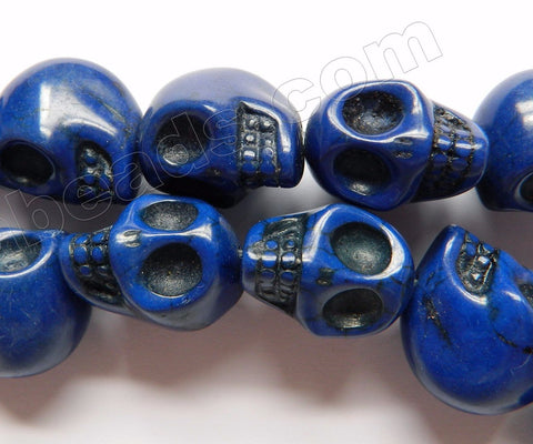 Sapphire Turquoise - Big Carved Skull Strand 16"