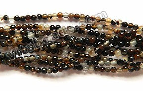 Black Sardonix Agate AAA  -  Small Smooth Round Beads   16"     2mm