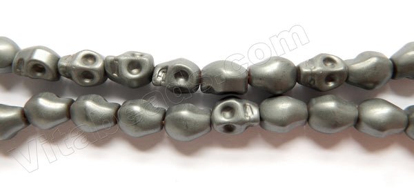 Frosted Hematite  -  Small Carved Skulls  16"