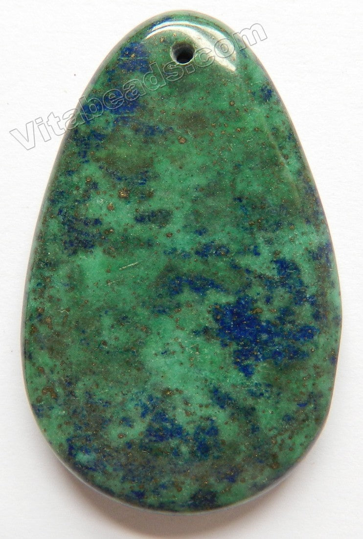 Chrysacolla Natural  -  Smooth Long Teardrop Pendant