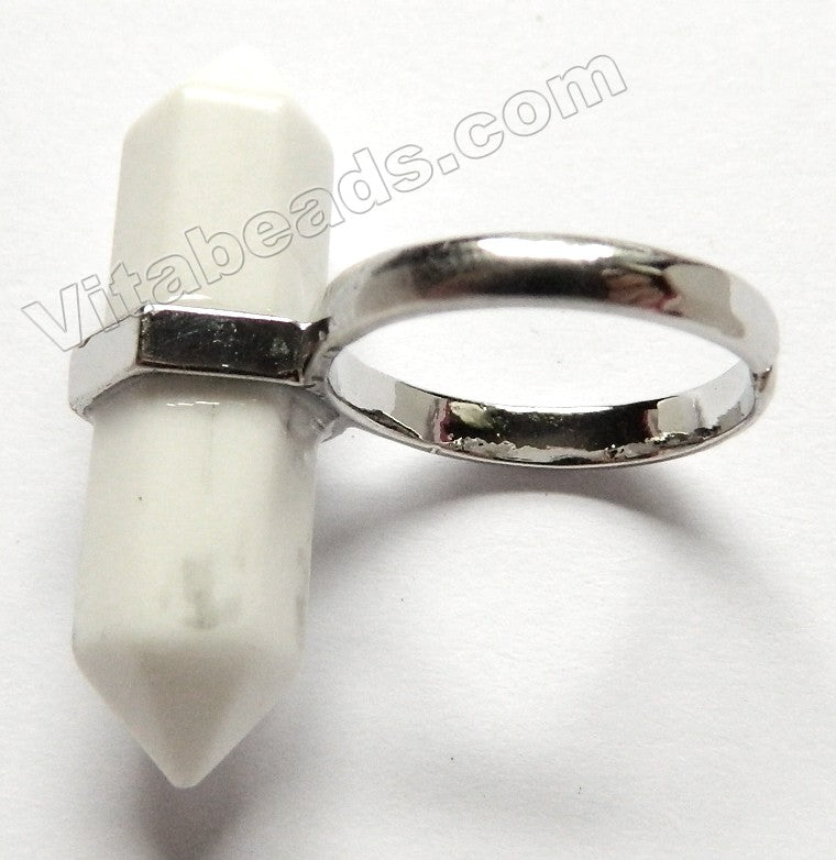 Howlite White - 6-Side Pendulum Ring