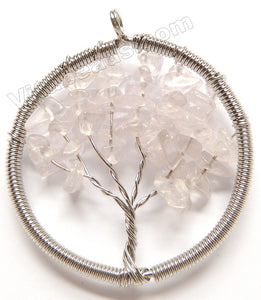 Crystal - Chips Wired Tree Round Pendant