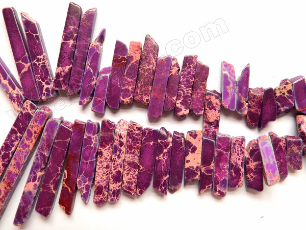 Violet Impression Jasper  -  Graduated Top-drilled Long Rectangle Slabs  16"