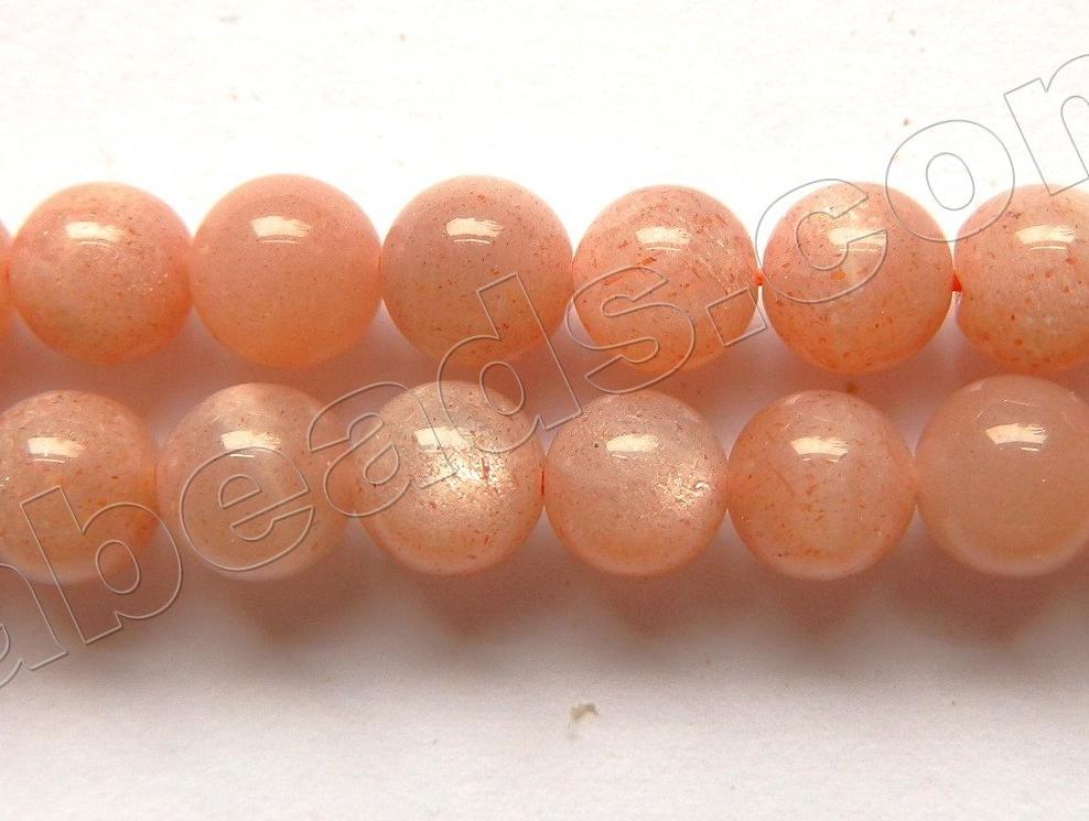 Sunstone Natural A  -  Smooth Round Beads  15"      6mm