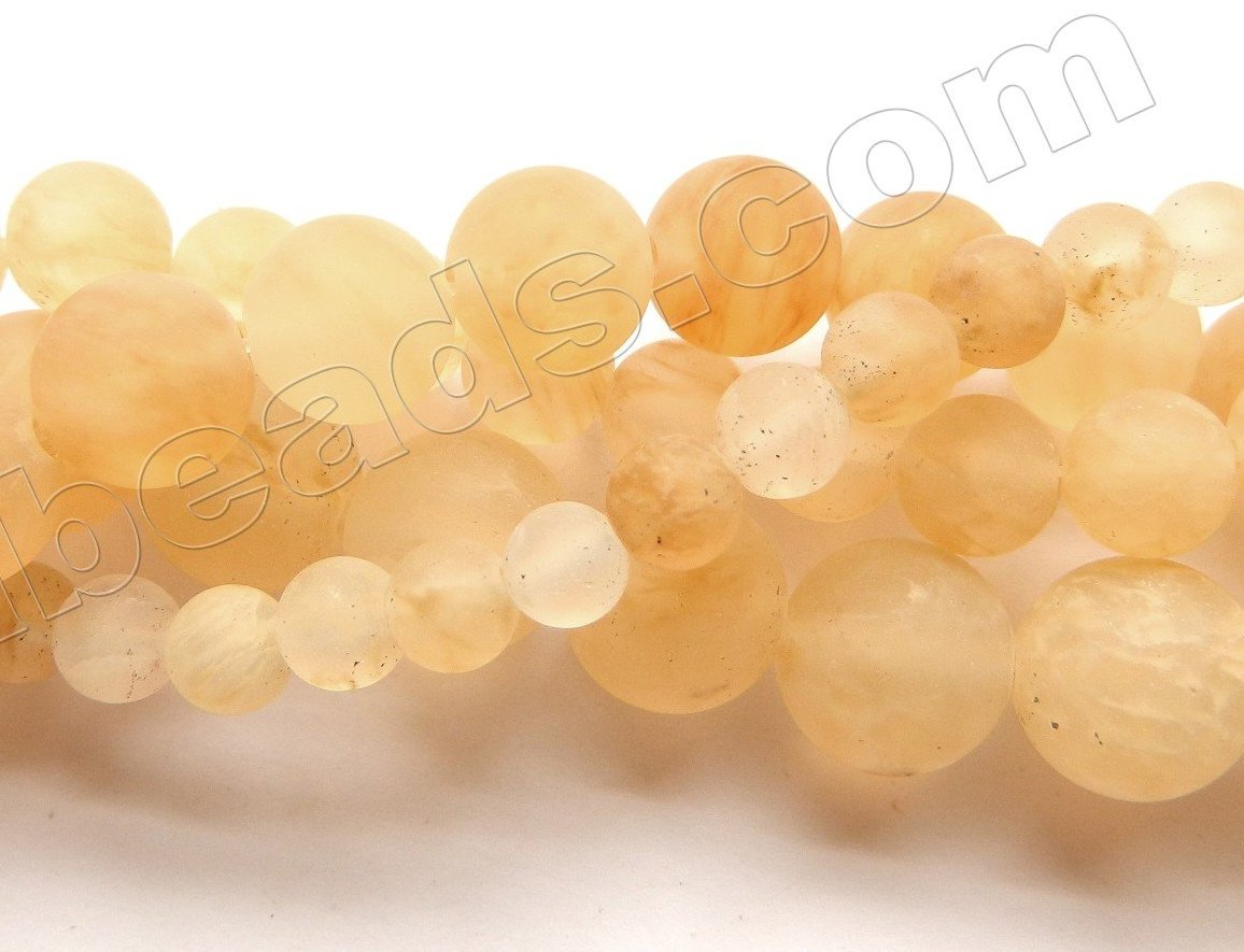 Frosted Yellow Rutilated Quartz - Smooth Round  16"