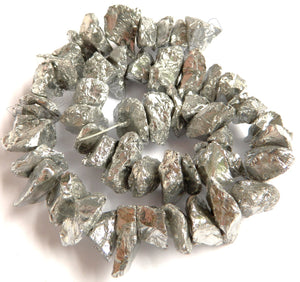 Silver Plated Crystal Natural AAA  -  Center Drilled Rough Nuggets  16"