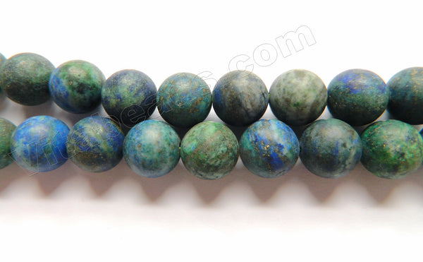 Frosted Chrysacolla calla Natural  -  Smooth Round Beads 16"