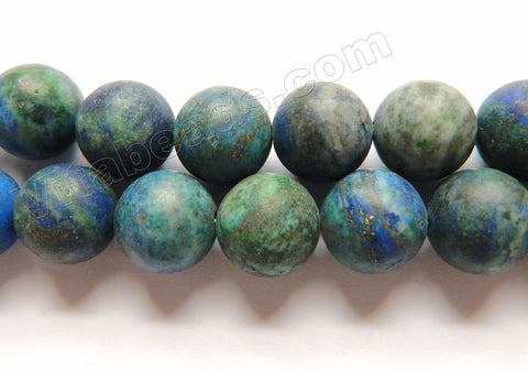 Frosted Chrysacolla calla Natural  -  Smooth Round Beads 16"