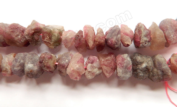 Raw Pink Tourmaline Natural A  -  Center Drilled Rough Nuggets  16"