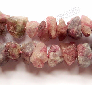 Raw Pink Tourmaline Natural A  -  Center Drilled Rough Nuggets  16"