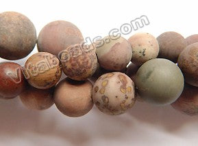 Frosted Picture Agate  -  Smooth Round Beads 16"