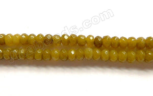 Olive Brown Jade  -  Small Faceted Rondel  15"